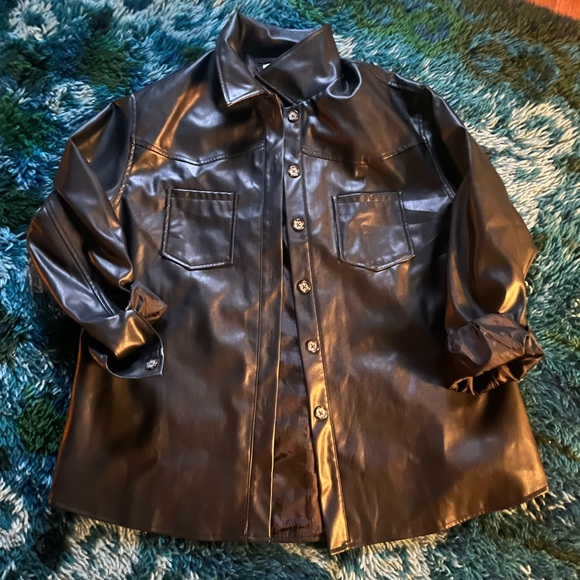 AND NOW THIS Faux Leather Shirt Jacket - Picture 2 of 2